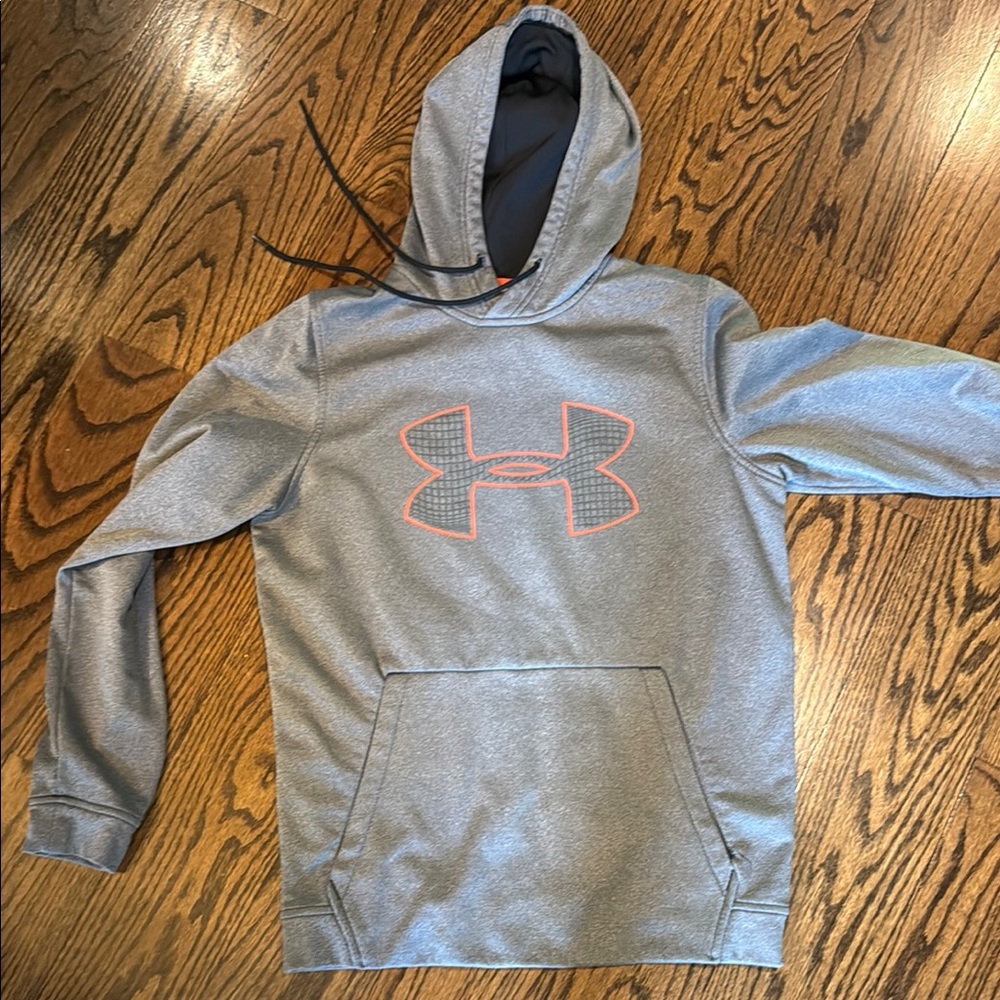 Under Armour Heather Gray Hoodie with Coral Logo